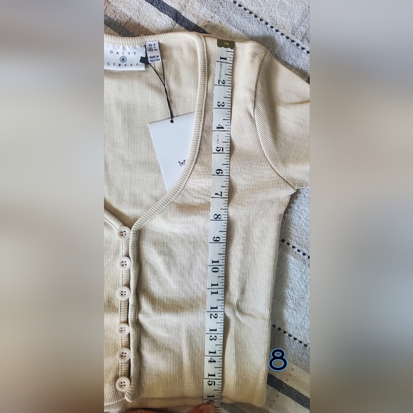 DAISY STREET RIBBED BEIGE CARDIGAN CROP TOP - Picture 7 of 9